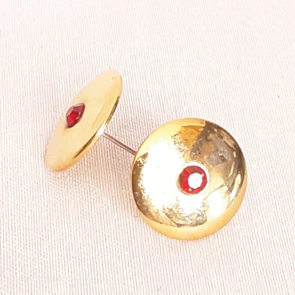 Crystal Winds Stud Earrings Gold Tone Metal Red Austrian Crystals Pierced - Picture 8 of 10